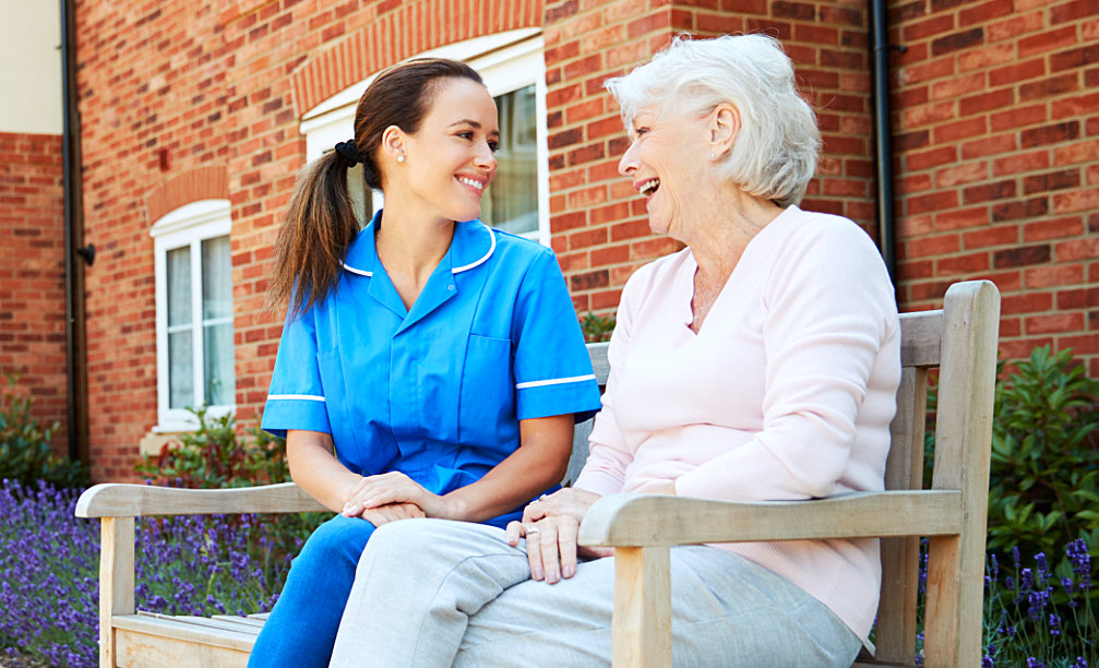 caregiver and patient looking at each other